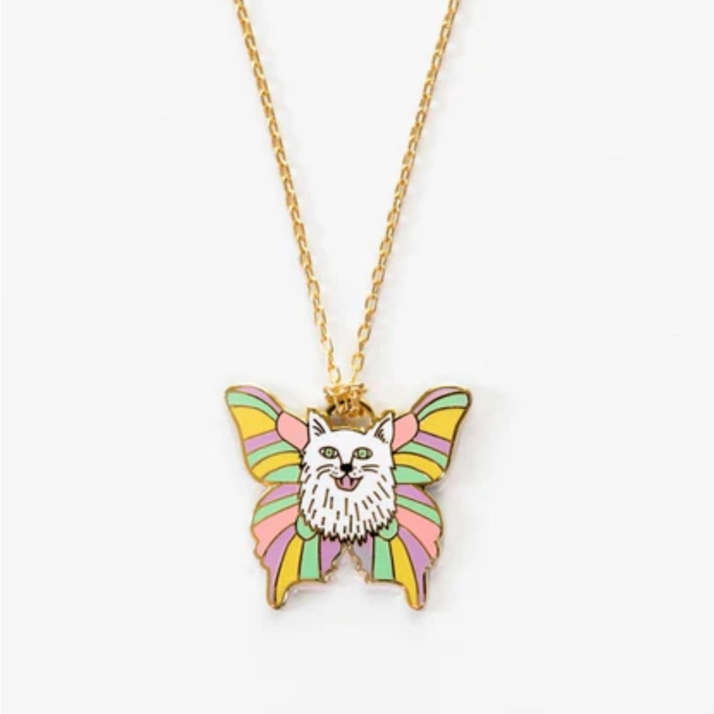 NWT Yellow Owl Workshop Catterfly Pendant cat butterfly necklace charm